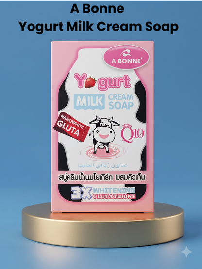A Bonne Yogurt Milk Cream Soap – NanoWhite Gluta &amp; Q10 – 90 g – Verhelderende &amp; Hydraterende Melkcrème Zeep – Helpt de Huidtint te Egaliseren &amp; Laat de Huid Zacht, Glad &amp; Stralend Achter
