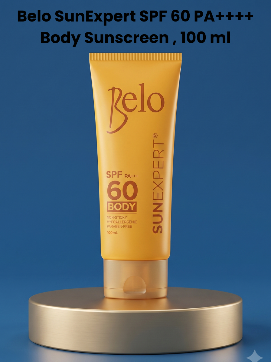 Belo SunExpert SPF 60 PA++++ Body Sunscreen – 100 ml – Zonnebrandcrème voor het Lichaam – Hoge UVA/UVB-bescherming, Niet-Plakkerig, Hypoallergeen &amp; Parabenenvrij – Voor Dagelijkse Zonbescherming &amp; een Gezonde Huid