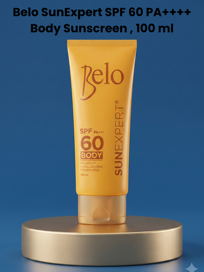 Belo SunExpert SPF 60 PA++++ Body Sunscreen – 100 ml – Zonnebrandcrème voor het Lichaam – Hoge UVA/UVB-bescherming, Niet-Plakkerig, Hypoallergeen &amp; Parabenenvrij – Voor Dagelijkse Zonbescherming &amp; een Gezonde Huid