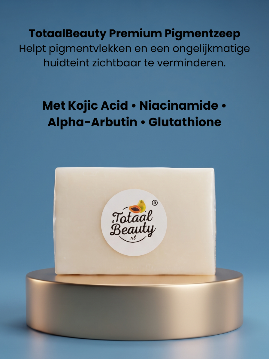 TotaalBeauty Premium Brightening Soap – 130 g – Gezichts- &amp; Lichaamszeep met Kojic Acid, Niacinamide, Alpha-Arbutin &amp; Glutathione – Helpt Donkere Vlekken te Verminderen, Egaliseert de Huidteint &amp; Reinigt Mild – Voor Dagelijkse Huidverzorging