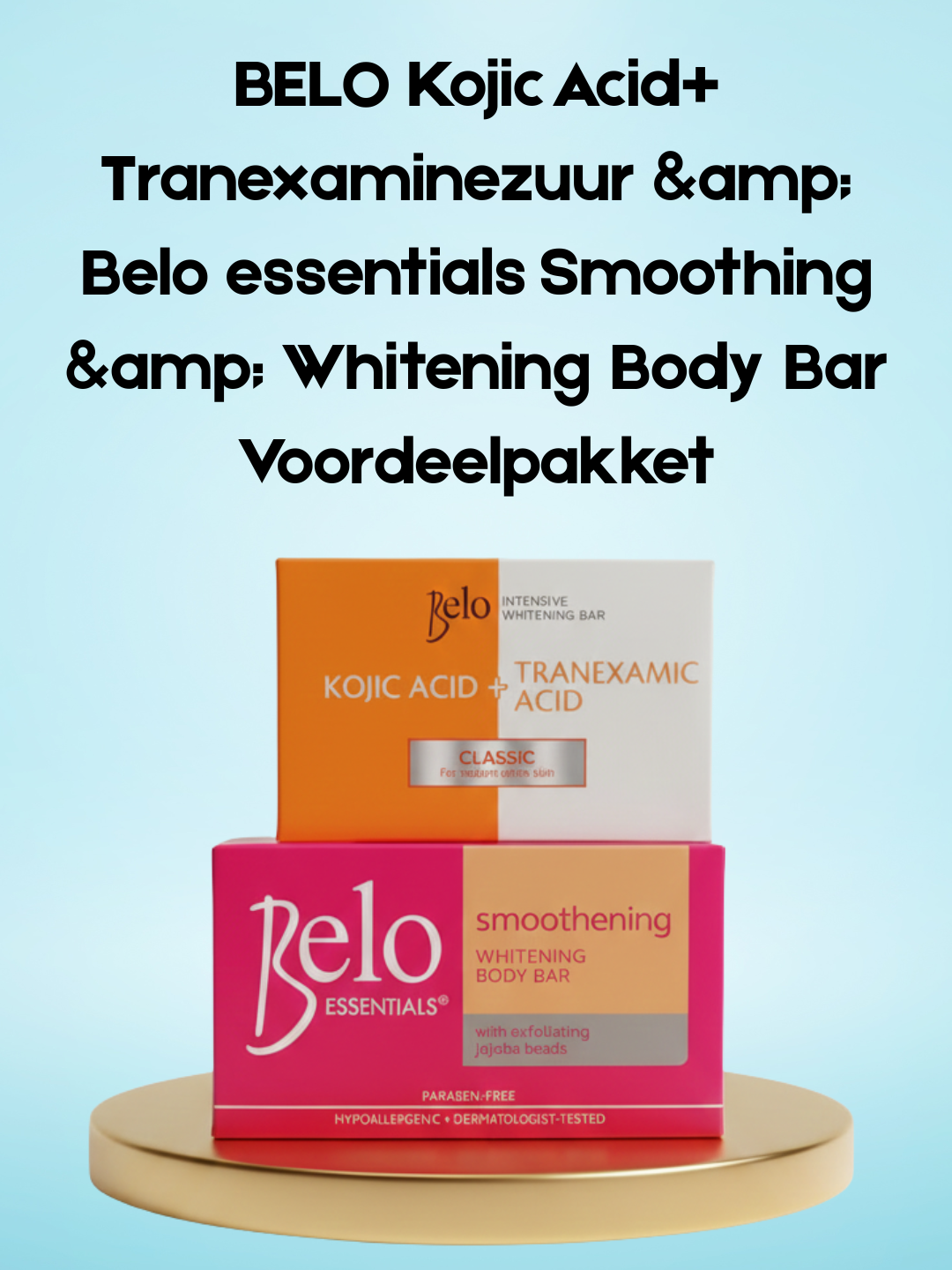 Pack économique de pains de savon lissants et blanchissants pour le corps BELO Kojic Acid + Tranexamic Acid + Belo Essentials