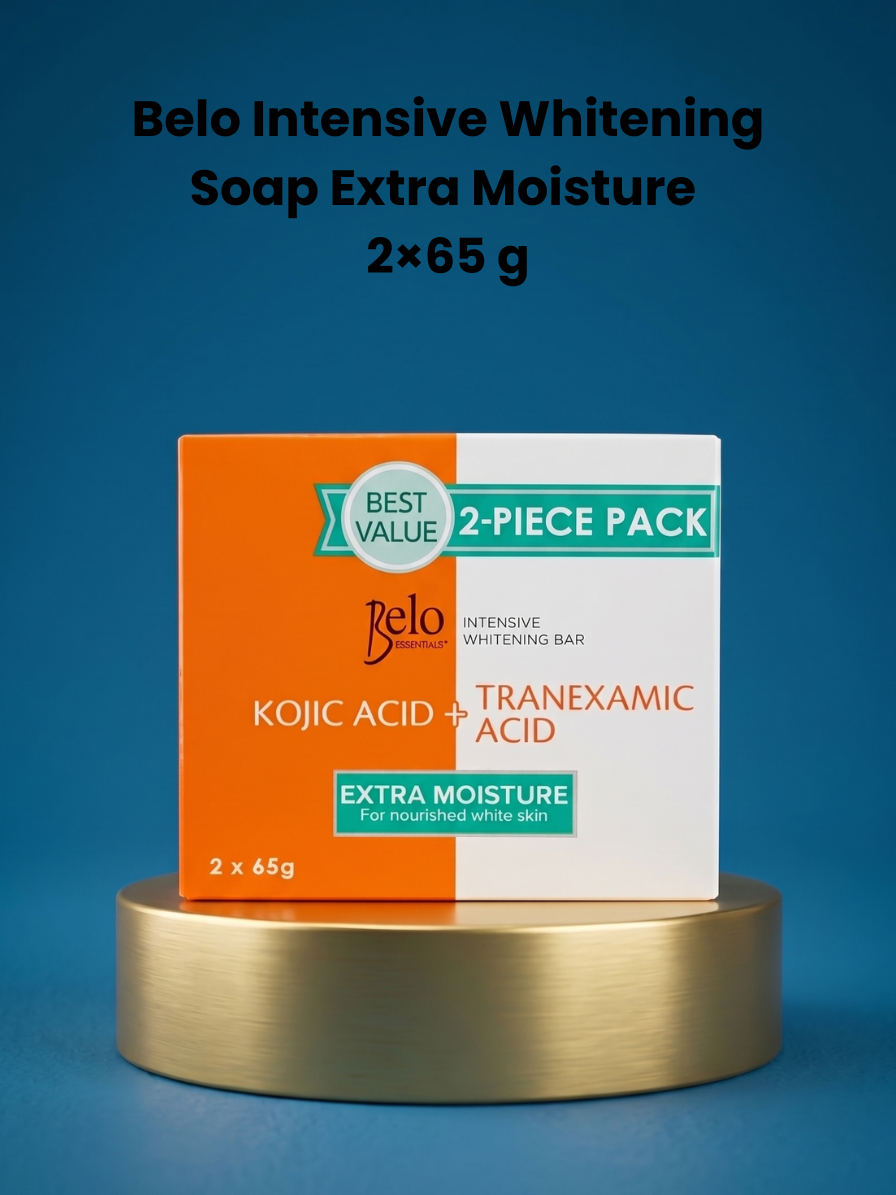 Belo Intensive Whitening Soap Extra Moisture – 2×65 g – Verhelderende &amp;amp; Hydraterende Zeep – Helpt Donkere Vlekken te Verminderen, Egaliseert de Huidtint &amp;amp; Hydrateert Intensief – Voor een Zachte, Gladde &amp;amp; Stralende Huid