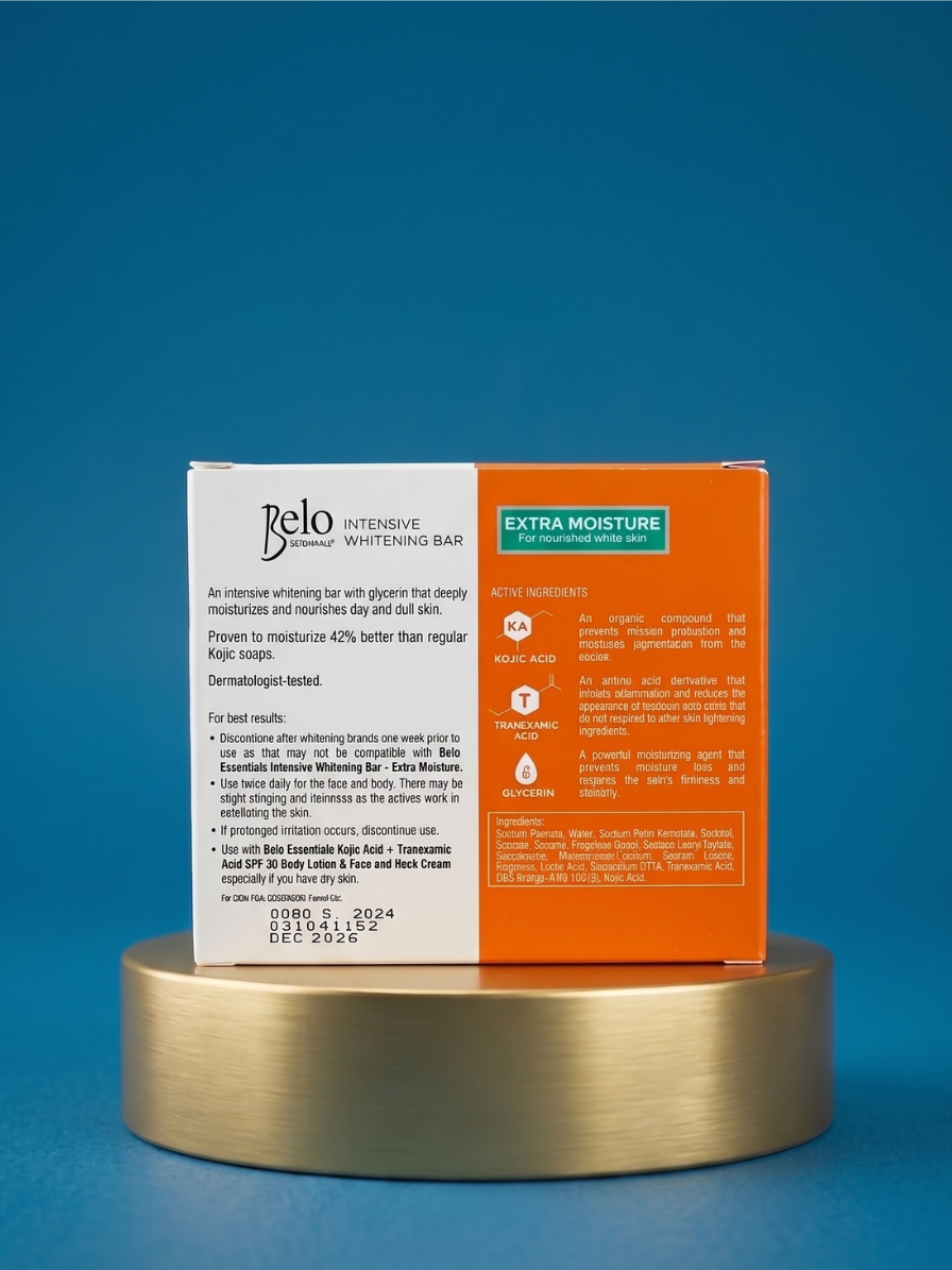 Belo Intensive Whitening Soap Extra Moisture – 2×65 g – Verhelderende &amp;amp; Hydraterende Zeep – Helpt Donkere Vlekken te Verminderen, Egaliseert de Huidtint &amp;amp; Hydrateert Intensief – Voor een Zachte, Gladde &amp;amp; Stralende Huid