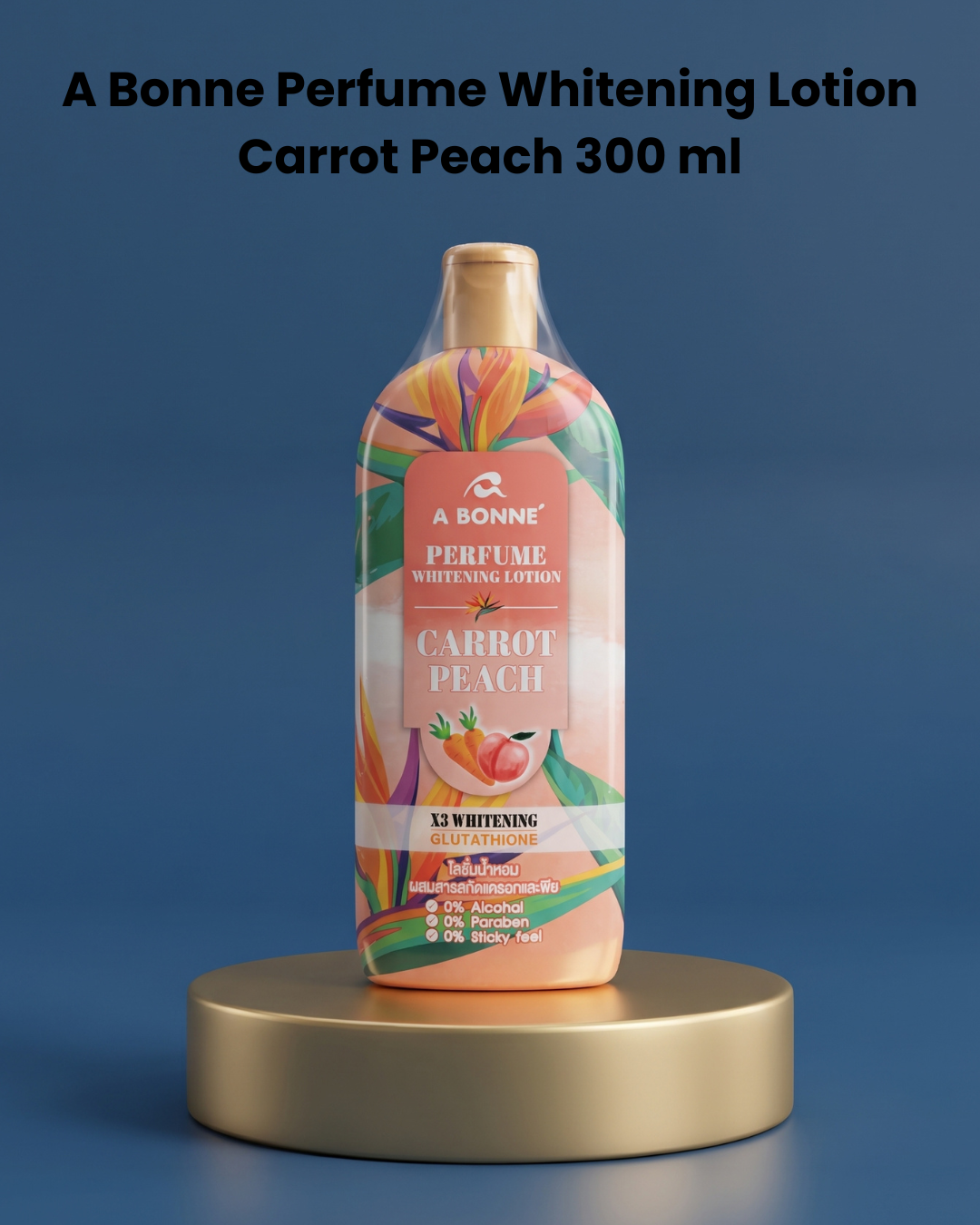 A Bonne Perfume Whitening Lotion Carrot Peach – 300 ml – Verhelderende Body Lotion met Glutathion – Helpt de Huidtint te Egaliseren &amp; Donkere Vlekken te Verminderen – Voor een Zachte, Gladde &amp; Stralende Huid