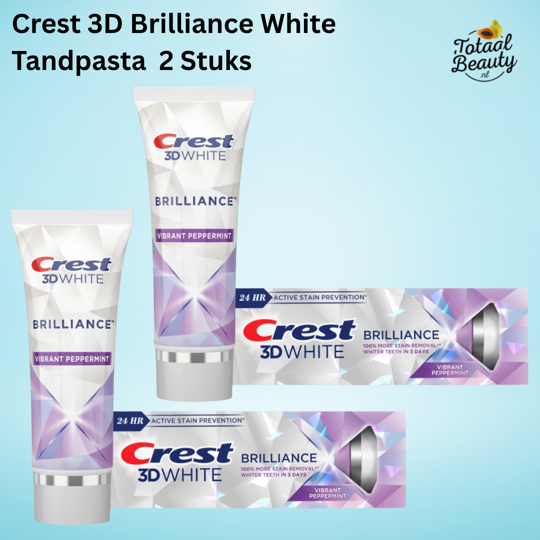 Dentifrice Crest 3D Brilliance White 121 grammes, 2 pièces