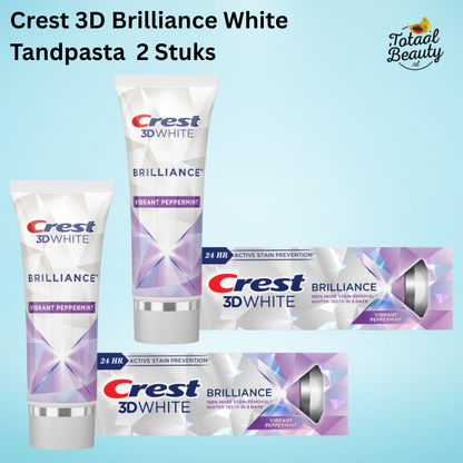 Dentifrice Crest 3D Brilliance White 121 grammes, 2 pièces