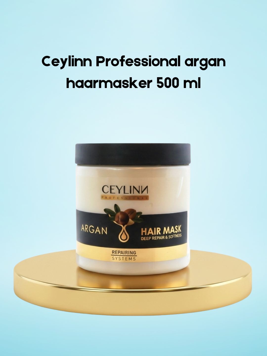 Ceylinn Professional Argan Hair Mask – 500 ml – Diep Voedend &amp; Herstellend Haarmasker – Versterkt Haar, Herstelt Beschadigd Haar, Vermindert Pluis &amp; Geeft Zijdezacht, Glanzend &amp; Gezond Uitziend Haar
