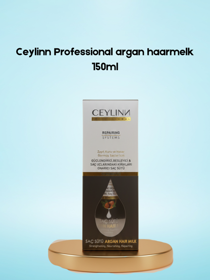 Ceylinn Professional Argan Hair Milk – 150 ml – Voedende &amp; Hydraterende Haarmelk – Herstelt Droog &amp; Beschadigd Haar, Voedt de Vochthuishouding &amp; Vermindert Pluis – Voor Glanzend, Soepel &amp; Gezond Haar