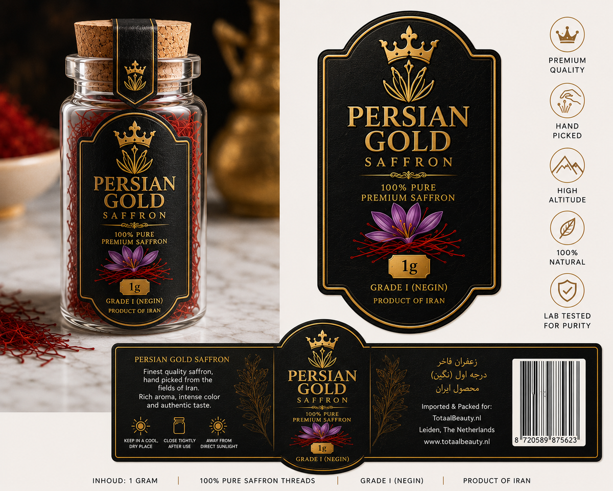 Safran doré persan 2 x 4g + 0,5g GRATUIT – 100% Pure Premium Iraanse Kwaliteit – Klasse 1 Gecertificeerd – Safran – Iraanse Saffraan – Beste Saffraan – Pure Natuurzuivere Saffraan – Krokus Specerij