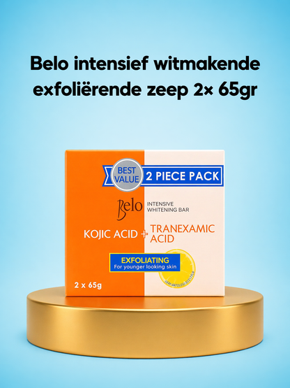 Belo Intensive Whitening Soap Extra Moisture – 2×65 g – Verhelderende &amp;amp; Hydraterende Zeep – Helpt Donkere Vlekken te verminderen, Egaliseert de Huidtint &amp;amp; Hydrateert Intensief – Voor een Zachte, Gladde &amp;amp; Stralende Huid
