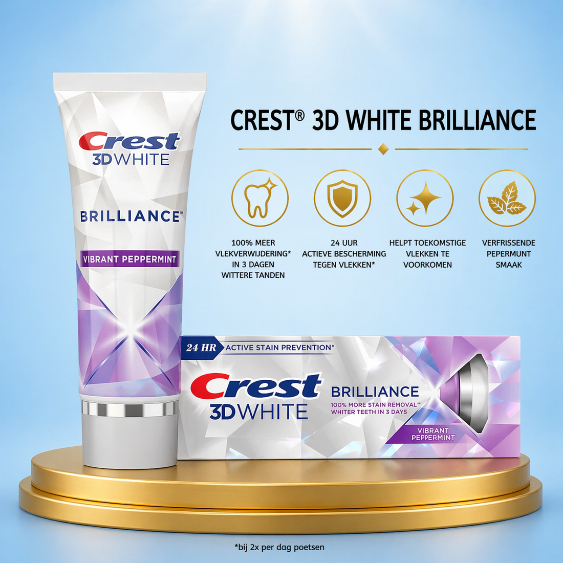 Crest 3D White Brilliance Tandpasta – 121 g – Verwijdert Vlekken, Verheldert Tanden &amp;amp; Beschermt Tandglazuur – Voor Witte, Gezonde Tanden en een Frisse, Stralende Glimlach