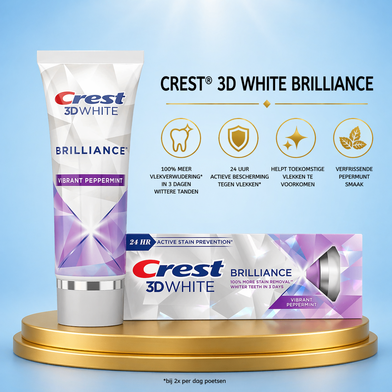Crest 3D White Brilliance Tandpasta – 121 g – Verwijdert Vlekken, Verheldert Tanden &amp;amp; Beschermt Tandglazuur – Voor Witte, Gezonde Tanden en een Frisse, Stralende Glimlach