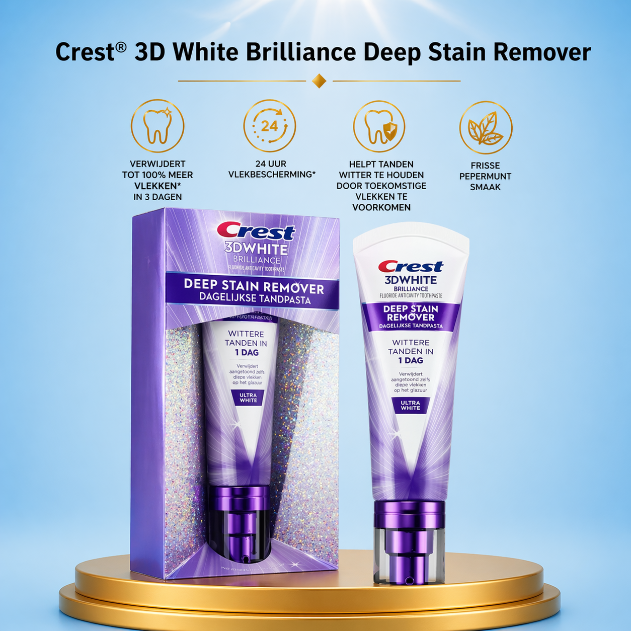Crest 3D White Brilliance Détachant en profondeur – Grand format – Nieuw in Nederland – Verwijdert Diepe Tanden Vlekken, Verheldert Tanden &amp;amp; Beschermt Tandglazuur – Voor een Stralende, Witte &amp;amp; Gezonde Glimlach