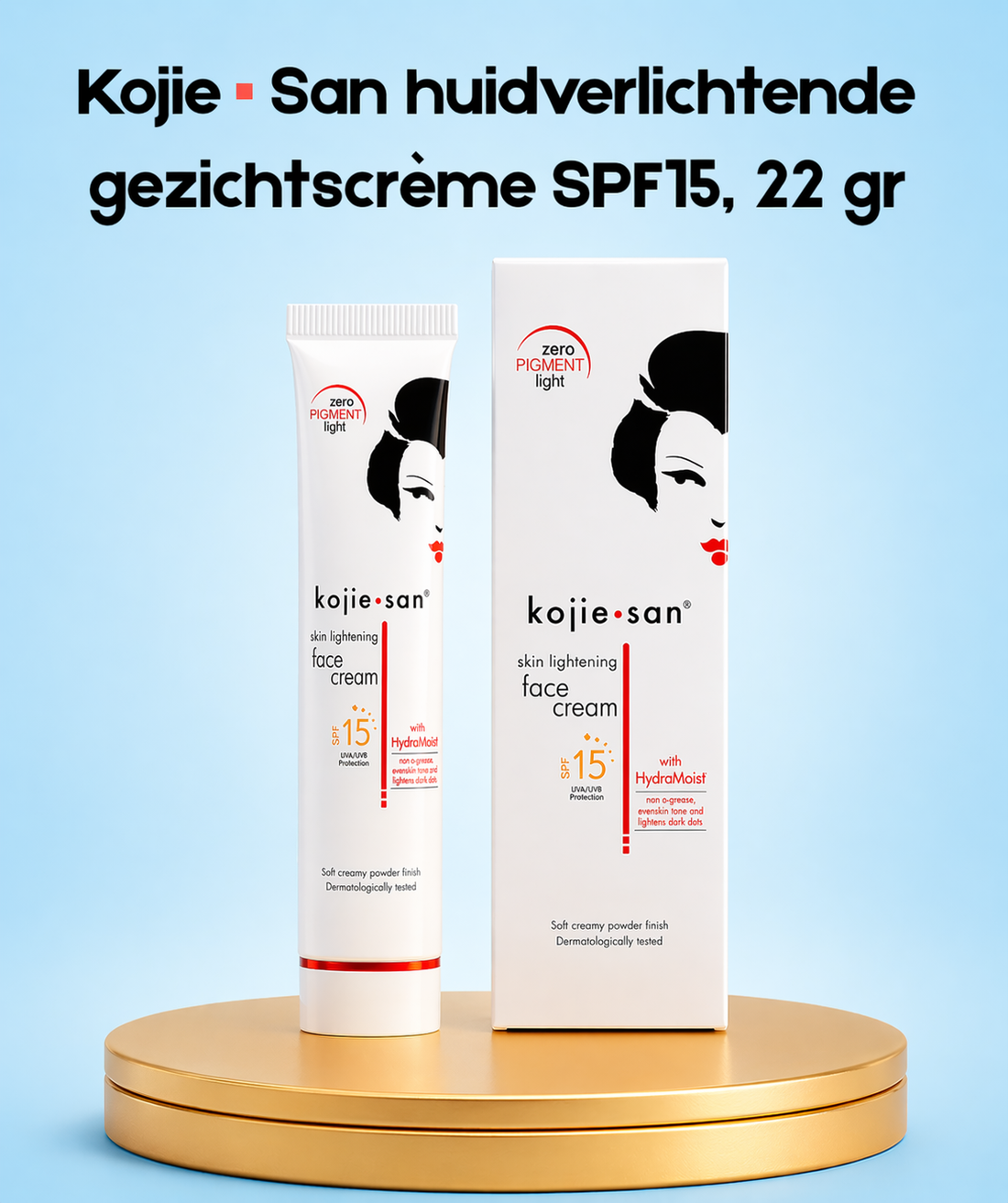 Kojie San Skin Lightening Face Cream SPF 15 – 22 g – Verhelderende &amp; Beschermende Gezichtscrème – Vermindert Donkere Vlekken, Egaliseert de Huidtint &amp; Beschermt tegen UV-stralen – Voor een Gladde, Stralende &amp; Gezonde Teint
