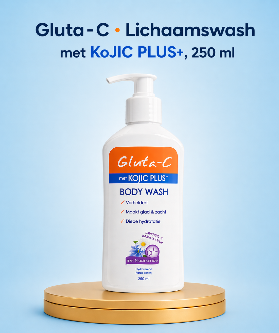 Gluta-C met Kojic Plus Body Lightening Wash – 250 ml – Verhelderende &amp;amp; Hydraterende Body Wash – Helpt Donkere Vlekken te verminderen, Egaliseert de Huidtint &amp;amp; Hydrateert Intensief – Voor een Gladde, Stralende &amp;amp; Gezonde Huid