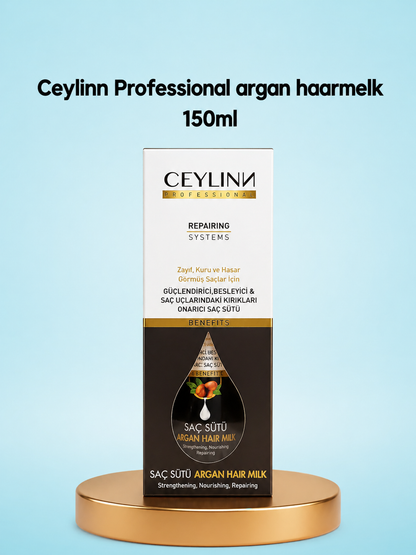 Ceylinn Professional Argan Hair Milk – 150 ml – Voedende &amp;amp; Hydraterende Haarmelk – Herstelt Droog &amp;amp; Beschadigd Haar, Voedt de Vochthuishouding &amp;amp; Verminderd Pluis – Voor Glanzend, Soepel &amp;amp; Gezond Haar
