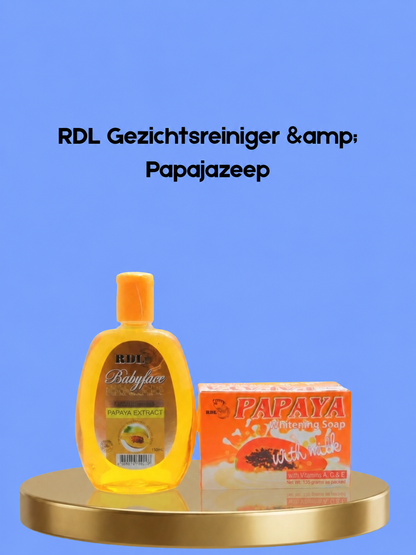 RDL Facial Cleanser + Papaya Soap – Verhelderende &amp;amp; Hydraterende Huidverzorgingsset – Reinigt, Verwijdert Onzuiverheden, Verminderde Donkere Vlekken &amp;amp; Egaliseert de Huidtint – Voor een Gladde, Stralende &amp;amp; Gezonde Huid