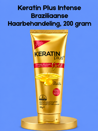 Keratin Plus Intense Brazilian Hair Treatment – 200 g – Voedend &amp; Herstellend Haarmasker – Versterkt Haar, Herstelt Beschadigd Haar, Vermindert Pluis &amp; Geeft Glans – Voor Sterk, Zacht &amp; Gezond Uitziend Haar