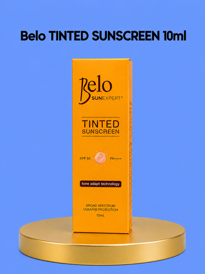 Belo Tinted Sunscreen – 10 ml – Getinte Zonnebescherming voor het Gezicht – Beschermt tegen UVA &amp;amp; UVB – Egaliseert de Huidtint &amp;amp; Geeft een Natuurlijke Finish – Licht, Hydrateren &amp;amp; Geschikt voor Dagelijks Gebruik