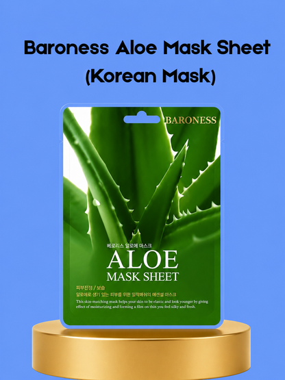 Baroness Aloe Mask Sheet – Korean Sheet Mask – 2 stuks - Kalmerend &amp;amp; Hydrateren Aloë Vera Masker – Verzacht Gevoelige Huid, verminderd Roodheid &amp;amp; Hydrateert Intensief – Voor een Frisse, Soepele &amp;amp; Gezonde Glow