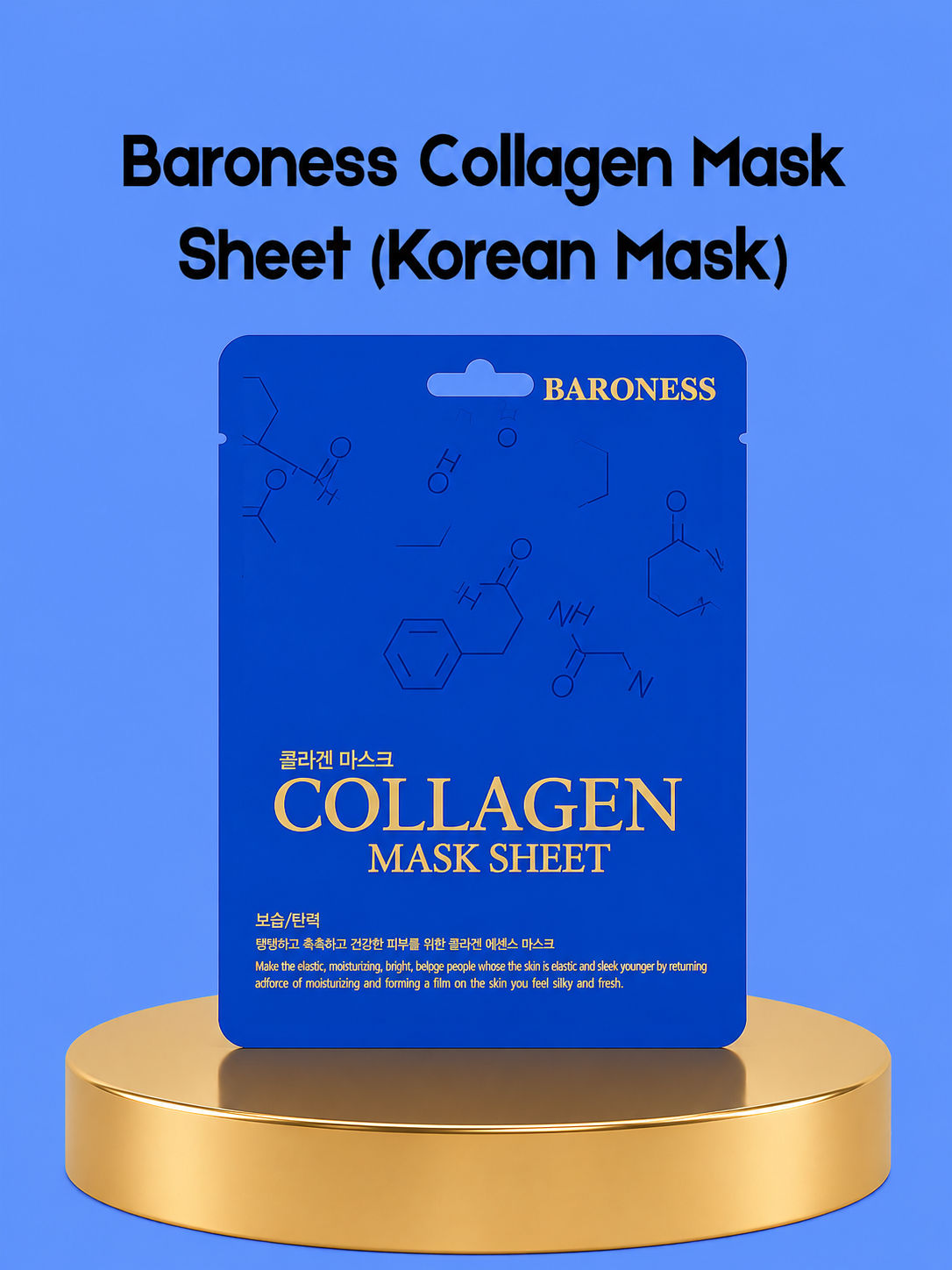 Baroness Collagen Mask Sheet – Korean Sheet Mask – Verstevigend &amp;amp; Hydraterend Collageen Masker – Verbeterde Elasticiteit, Verminderde Fijne Lijntjes &amp;amp; Voedt Intensief – Voor een Gladde, Stralende &amp;amp; Gezonde Huid