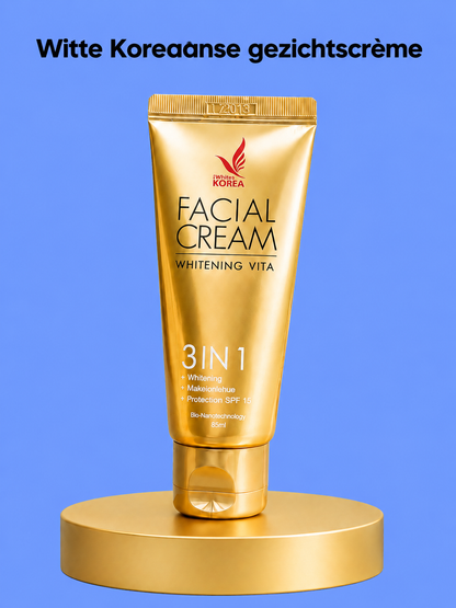 White Korea Facial Cream 3-in-1 Whitening Vita – 65 ml – Verhelderende &amp;amp; Voedende Gezichtscrème – Hydrateert, Egaliseert de Huidtint &amp;amp; Ondersteunt Huidherstel – Voor een Stralende, Gladde &amp;amp; Gezonde Huid