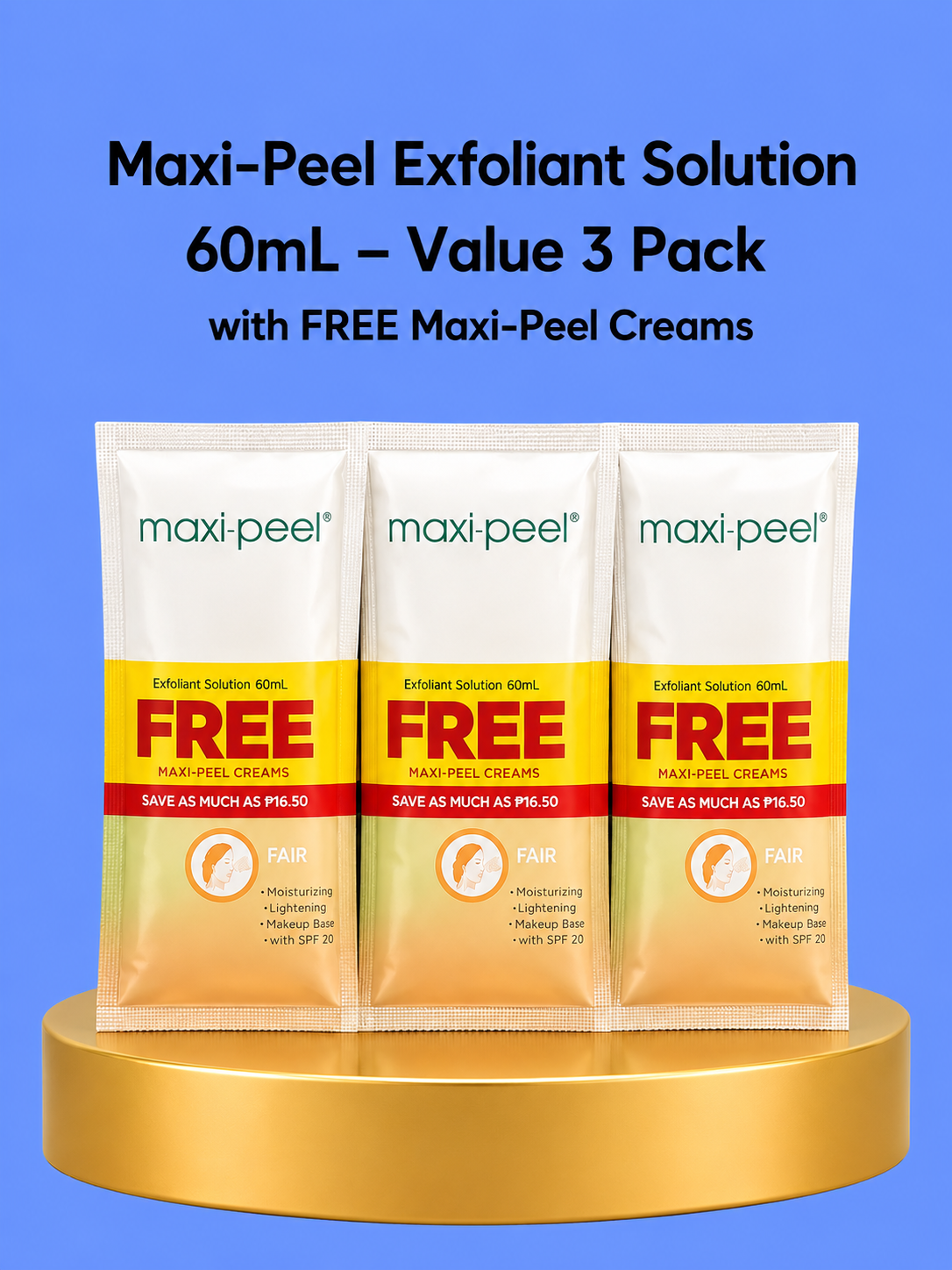 Maxi Peel No. 3 – 2+1 Gratis – Verhelderende &amp;amp; Exfoliërende Huidverzorging – Verminderde Donkere Vlekken, Egaliseert de Huidtint &amp;amp; Verbeterde Textuur – Voor een Gladde, Stralende &amp;amp; Gezonde Huid