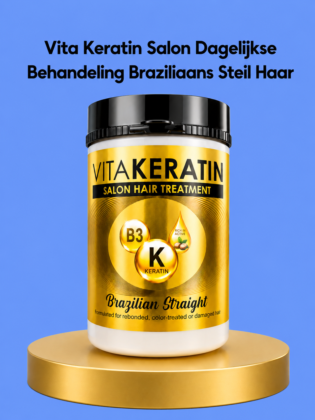 Vita Keratin Salon Hair Treatment – ​​Professionele Keratine Haarbehandeling – Intensief Herstel voor Beschadigd &amp;amp; Droog Haar – Glans, Zachtheid &amp;amp; Anti-Pluis - Diep Haarherstel voor Chemisch Behandeld Haar – Blij, Sterk &amp;amp; Gezond resultaat