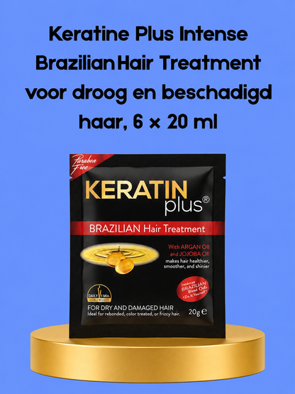 Belo Plus Intense Brazilian Keratin Hair Treatment – ​​6×20 ml – Professionele Haarbehandeling voor Droog &amp;amp; Beschadigd Haar – Herstelt, Voedt &amp;amp; Versterkt, Vermindert Pluis &amp;amp; Geeft Glans – Voor Sterk, Soepel &amp;amp; Gezond Haar