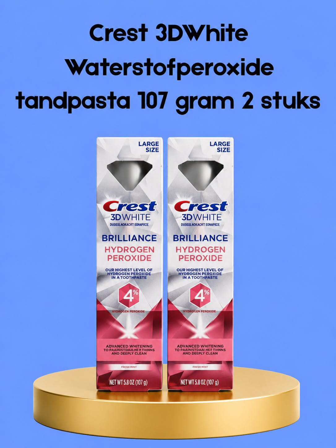 Crest 3D White Hydrogen Peroxide Tandpasta – Groot formaat 107 g (2 stuks) – Tandpasta voor Stralende Witte Tanden – Verwijdert Vlekken, Beschermt Tandglazuur &amp;amp; Bevordert Gezond Tandvlees – Voor een Frisse, Zelfverzekerde Glimlach
