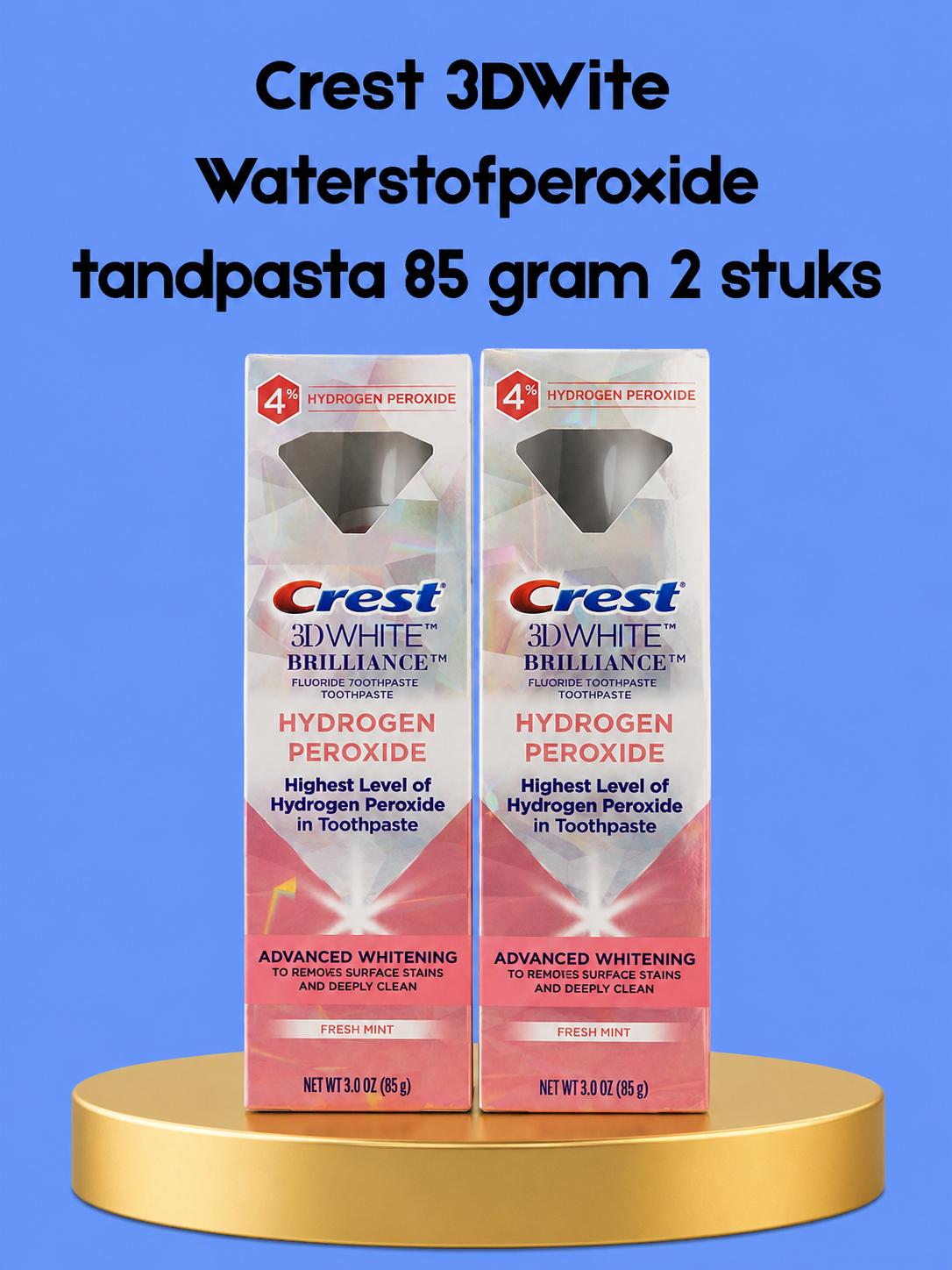 Crest 3D White Hydrogen Peroxide Tandpasta – 85 g (2 stuks) – Tandpasta voor Stralend Witte Tanden – Verwijdert Vlekken, Beschermt Tandglazuur &amp;amp; Bevordert Gezond Tandvlees – Voor een Frisse, Zelfverzekerde Glimlach