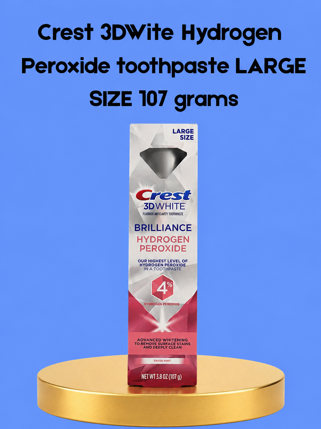 Crest 3D White Hydrogen Peroxide Tandpasta – Groot formaat 107 g – Verwijdert Vlekken, Verheldert Tanden &amp;amp; Beschermt Tandglazuur – Voor Witte, Gezonde Tanden en een Frisse, Stralende Glimlach