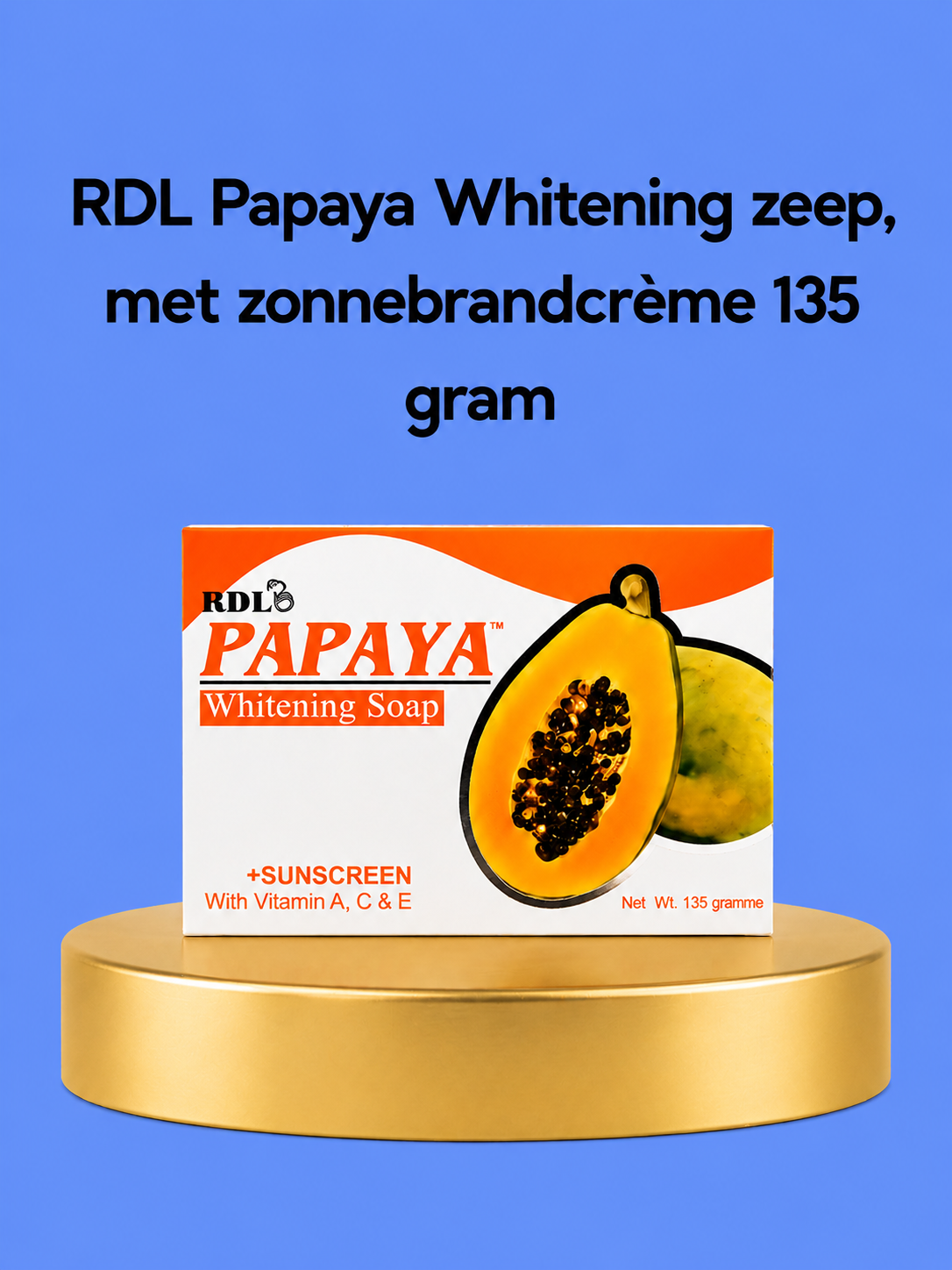 RDL Papaye Savon Blanchissant avec Crème Solaire – 135 g – Verhelderende &amp;amp; Beschermende Zeep – Hydrateert, Vermindert Donkere Vlekken, Egaliseert de Huidtint &amp;amp; Beschermt tegen UV – Voor een Gladde, Stralende &amp;amp; Gezonde Huid