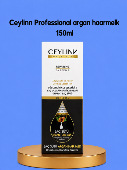 Ceylinn Professional Argan Hair Milk – 150 ml – Voedende &amp;amp; Hydraterende Haarmelk – Herstelt Droog &amp;amp; Beschadigd Haar, Voedt de Vochthuishouding &amp;amp; Verminderd Pluis – Voor Glanzend, Soepel &amp;amp; Gezond Haar