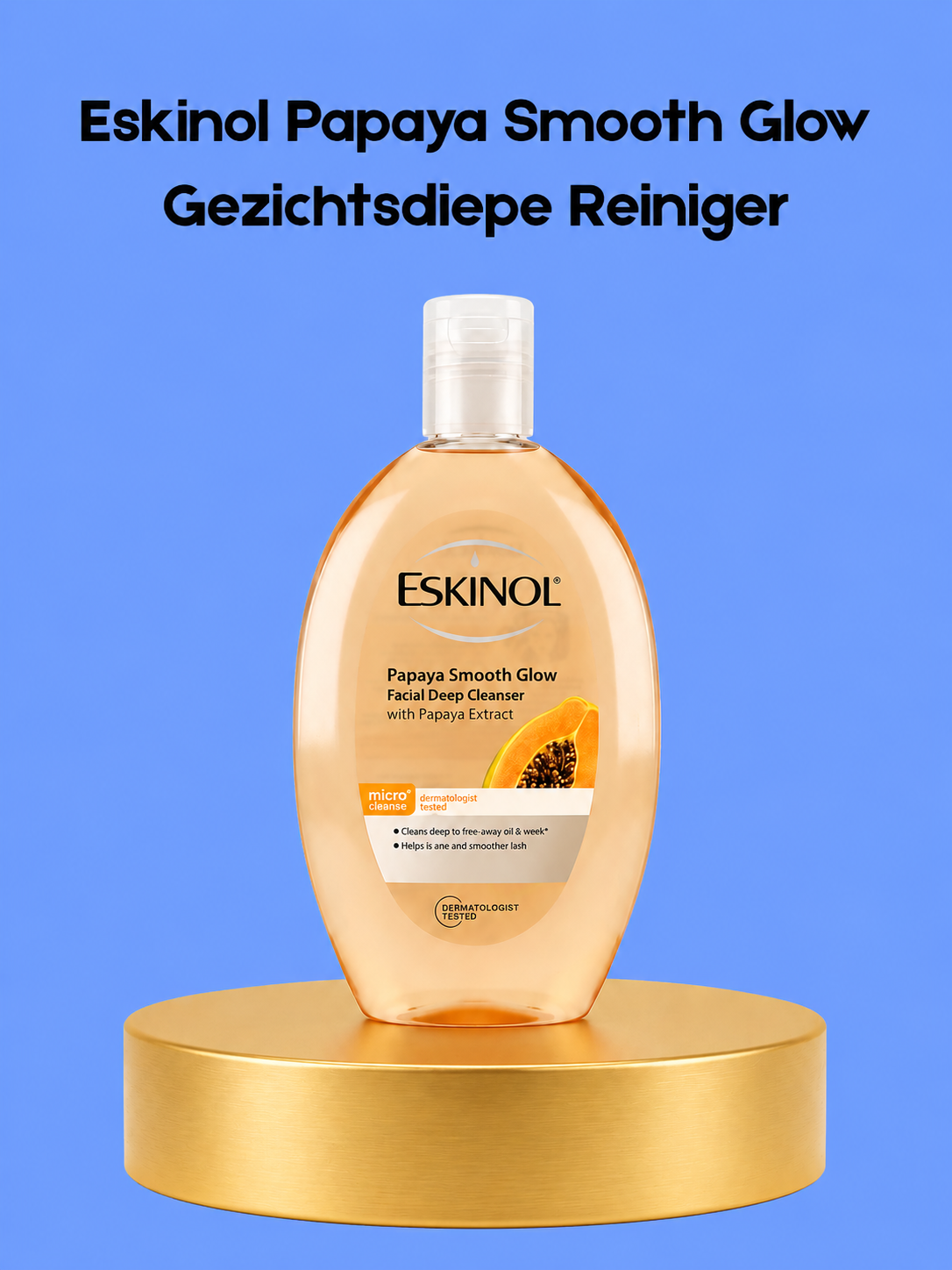 Eskinol Papaya Smooth Glow Facial Deep Cleanser 135 ml – Diep Reinigende &amp; Verhelderende Gezichtsreiniger – Verwijdert Onzuiverheden, Exfolieert Dode Huidcellen &amp; Egaliseert de Huidtint – Voor een Gladde, Stralende &amp; Gezonde Teint