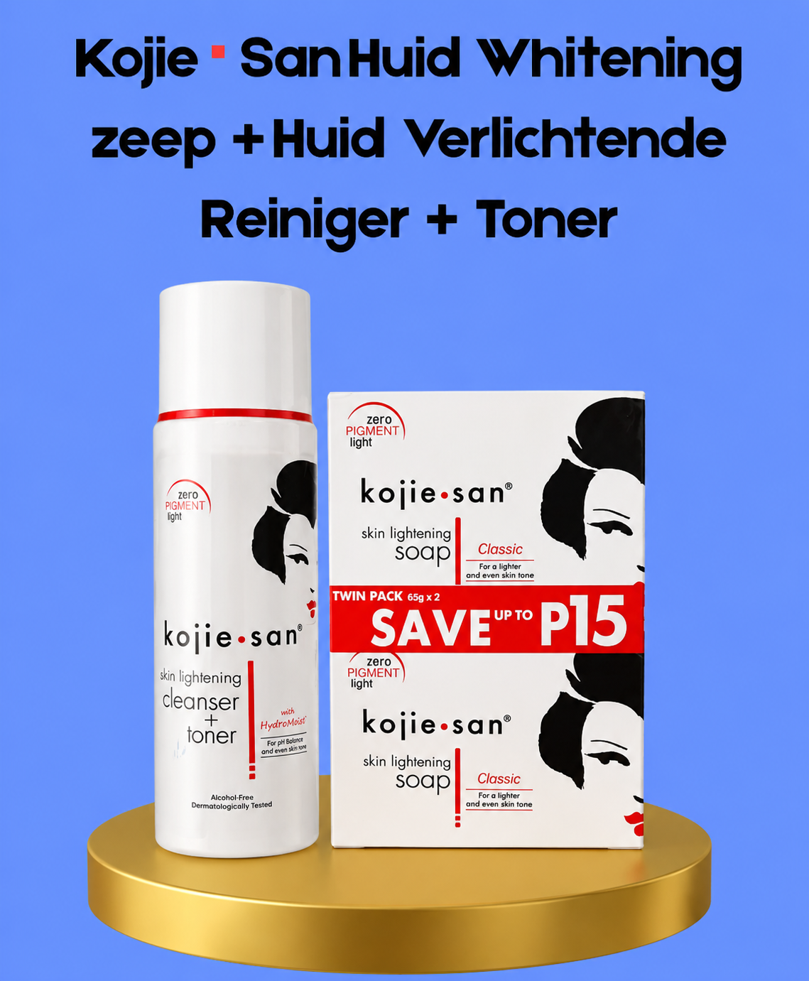 Savon blanchissant Kojie San 2 x 65 grammes + nettoyant blanchissant + tonique