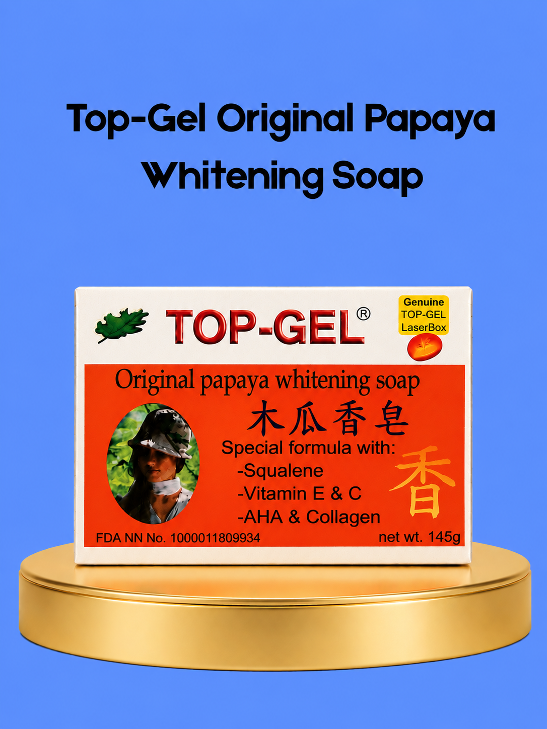Top-Gel Original Papaya Whitening Soap – Verhelderende &amp;amp; Reinigende Papayazeep – Helpt Donkere Vlekken te Verminderen &amp;amp; Egaliseert de Huidtint – Verfrist, Verzacht &amp;amp; Revitaliseert – Voor een Stralende, Gladde &amp;amp; Gezonde Huid
