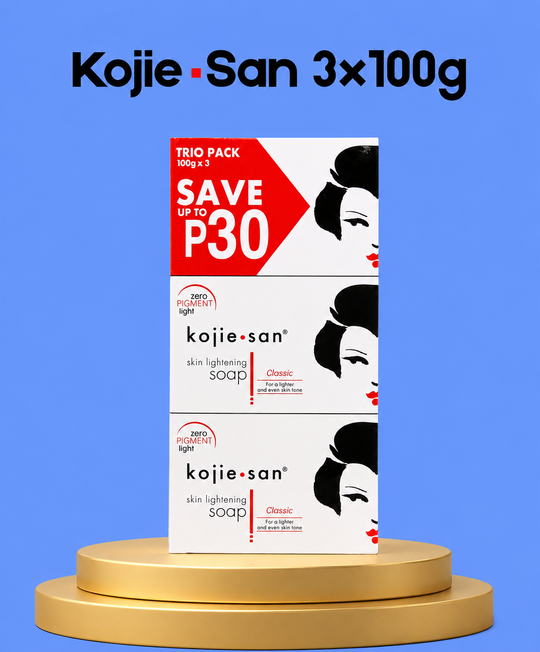 Savon éclaircissant pour la peau Kojie San – 3 × 100 g – Ensemble de soins et d&