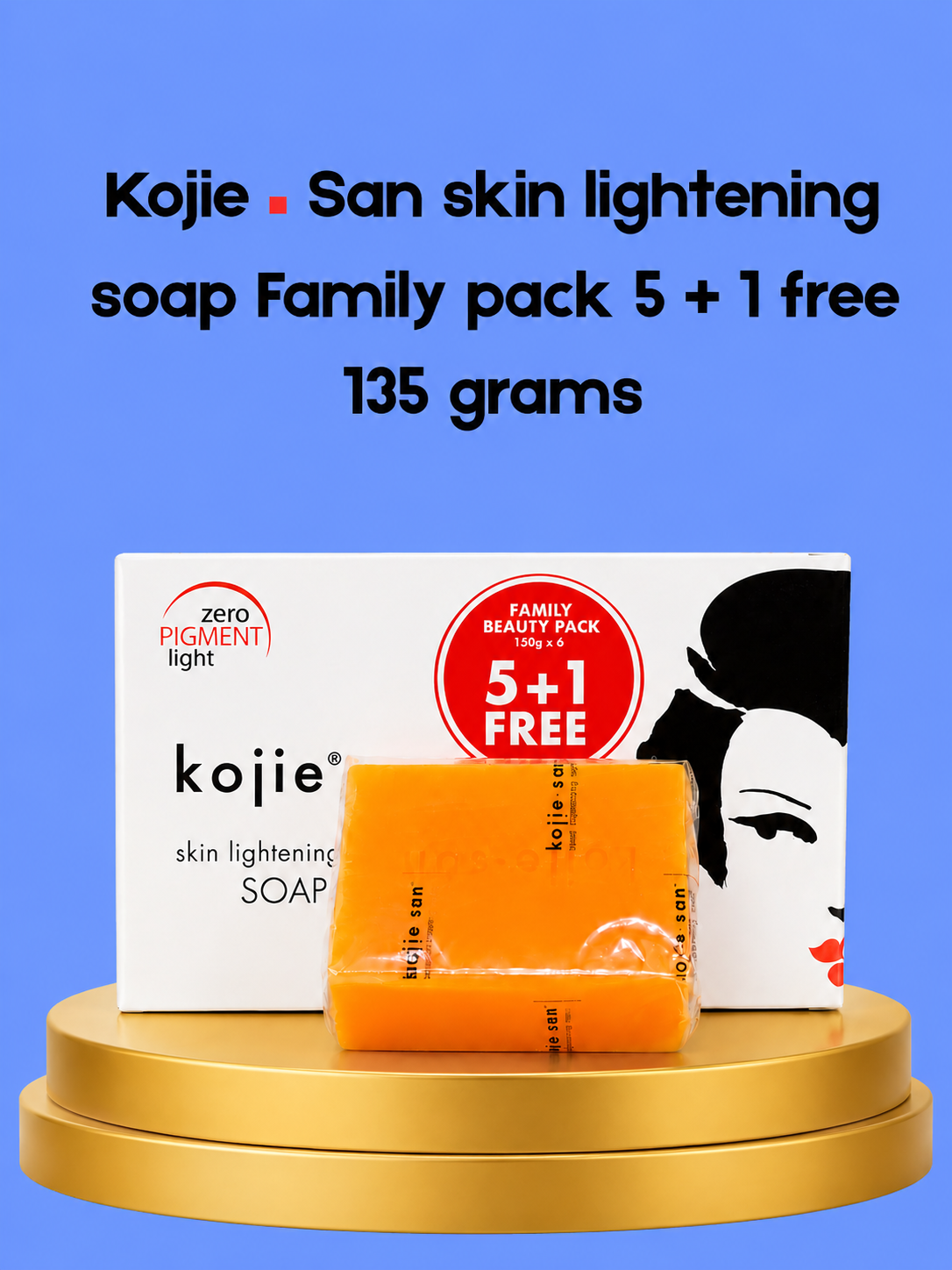 Savon éclaircissant pour la peau Kojie San – Pack familial 5 + 1 GRATUIT – 135 g – Verhelderende &amp;amp; Hydraterende Zeep – Vermindert Donkere Vlekken, Egaliseert de Huidtint &amp;amp; Houdt de Huid Zacht, Glad &amp;amp; Stralend