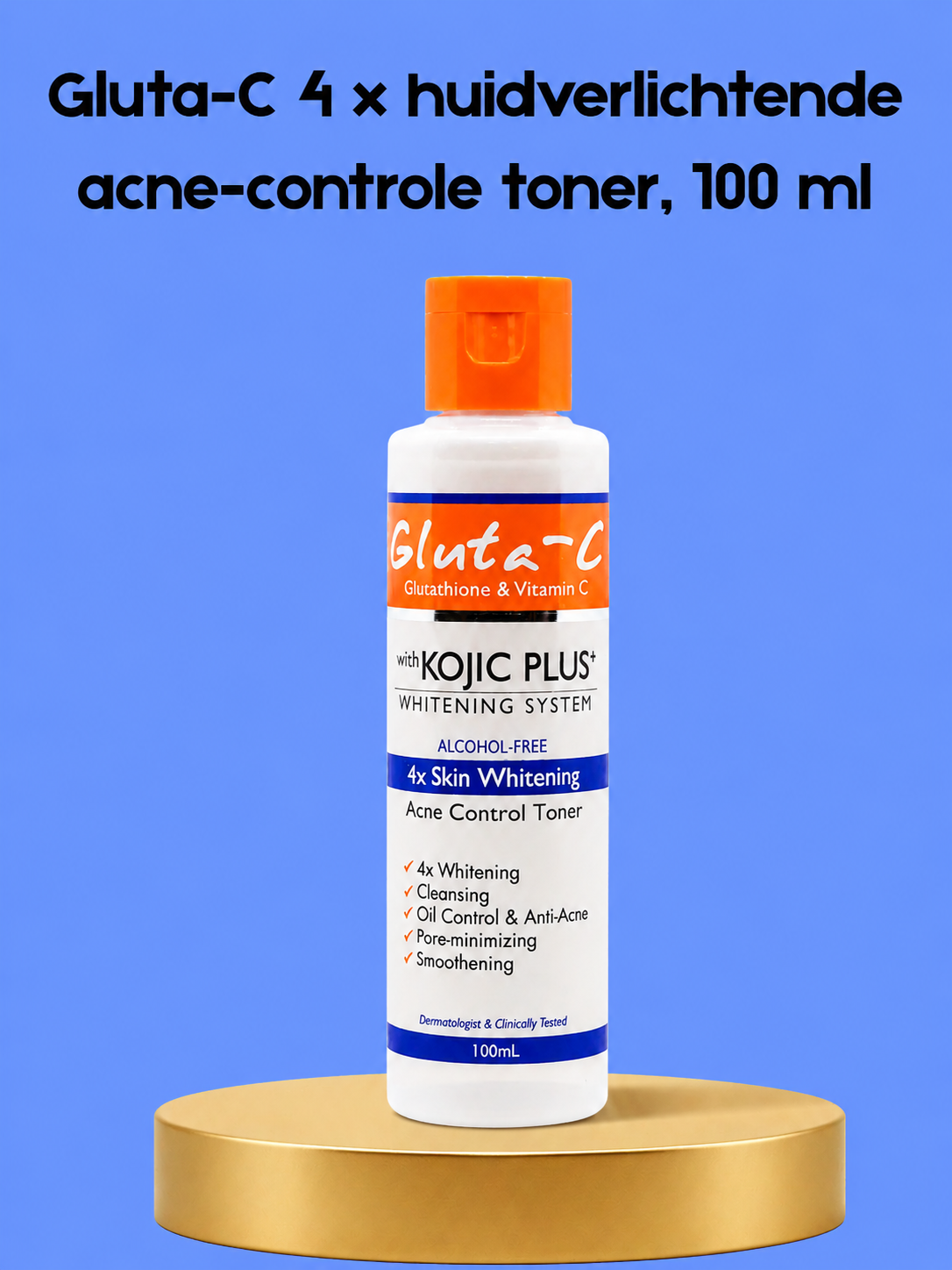 Gluta-C 4× Skin Whitening Acne Control Toner – 100 ml – Verhelderende &amp;amp; Acnebestrijdende Huidverzorging – Vermindert Donkere Vlekken, Egaliseert de Huidtint &amp;amp; Helpt Puistjes te Behandelen – Voor een Gladde, Stralende &amp;amp; Gezonde Huid