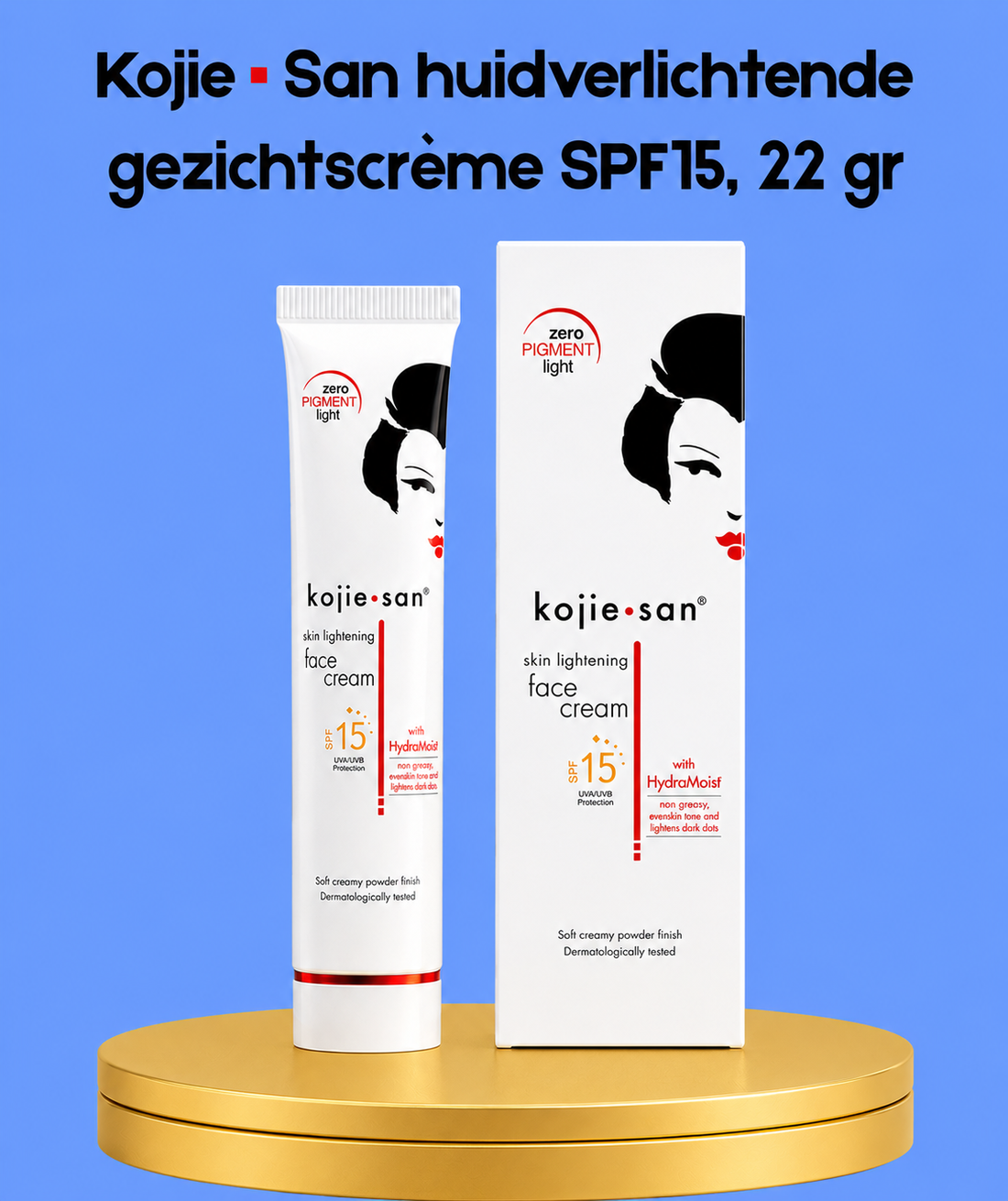 Kojie San Skin Lightening Face Cream SPF 15 – 22 g – Verhelderende &amp;amp; Beschermende Gezichtscrème – Verminderde Donkere Vlekken, Egaliseert de Huidtint &amp;amp; Beschermt tegen UV-stralen – Voor een Gladde, Stralende &amp;amp; Gezonde Teint