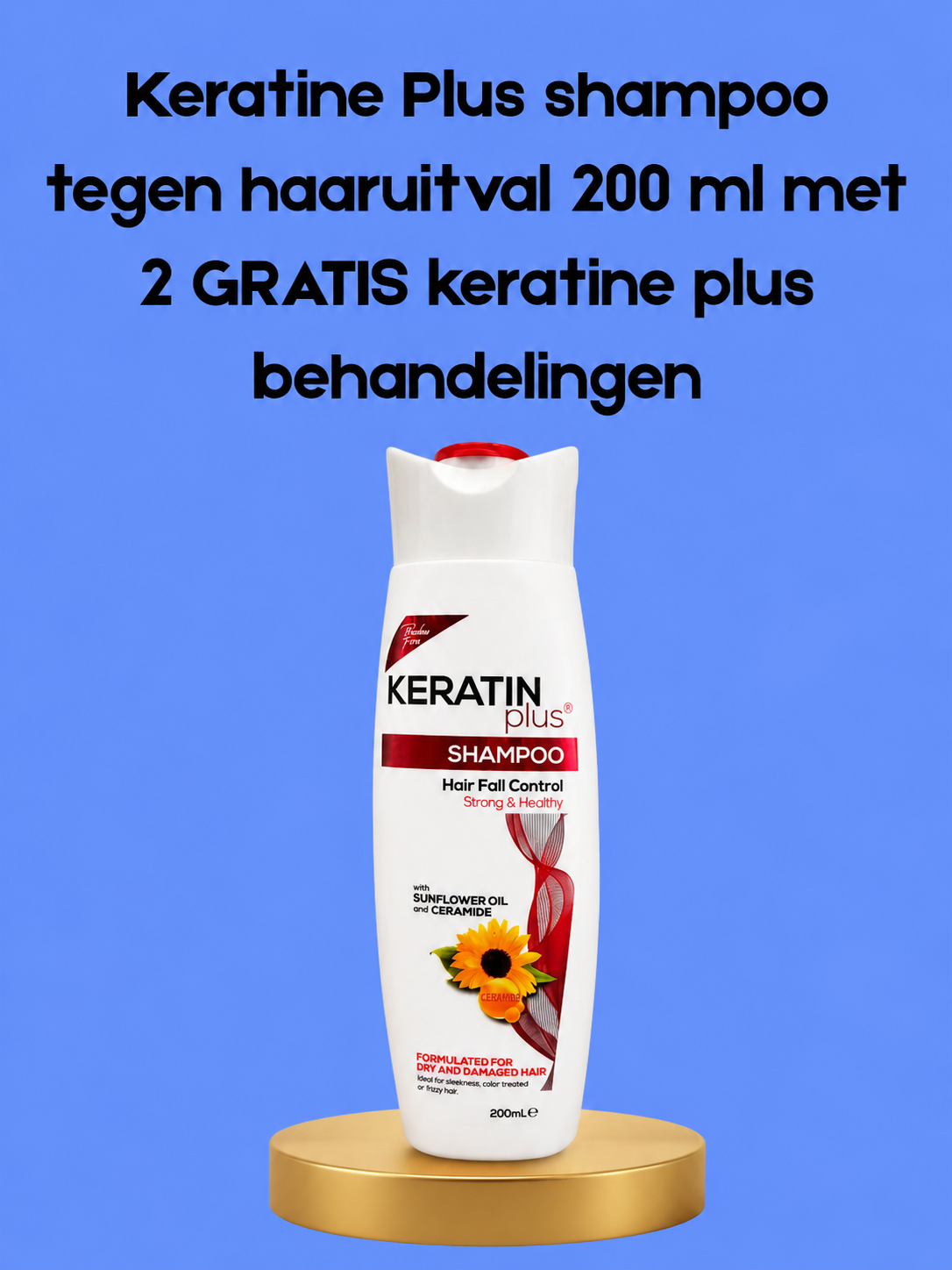 Keratin Plus Shampoo tegen Haaruitval – 200 ml + 2 Gratis Keratin Plus Behandelingen – Versterkende &amp;amp; Voedende Haarverzorging – Helpt Haaruitval te verminderen, Herstelt Beschadigd Haar &amp;amp; Bevordert Gezonde, Glanzende &amp;amp; Sterke Lokken