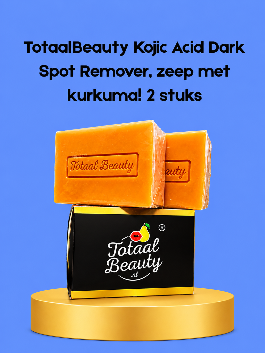 TotaalBeauty Kojic Acid Dark Spot Remover Soap met Kurkuma – 2 Stuks – Verhelderende &amp;amp; Zuiverende Zeep – Helpt Donkere Vlekken te verminderen, Egaliseert de Huidtint &amp;amp; Verzorgt de Huid – Voor een Gladde, Stralende &amp;amp; Gezonde Huid