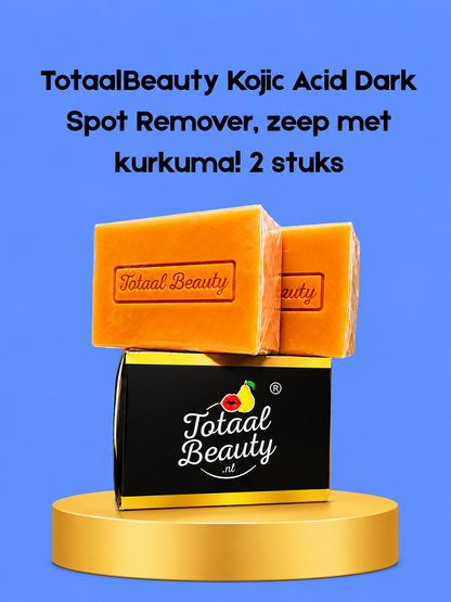 TotaalBeauty Kojic Acid Dark Spot Remover Soap met Kurkuma – 2 Stuks – Verhelderende &amp;amp; Zuiverende Zeep – Helpt Donkere Vlekken te verminderen, Egaliseert de Huidtint &amp;amp; Verzorgt de Huid – Voor een Gladde, Stralende &amp;amp; Gezonde Huid