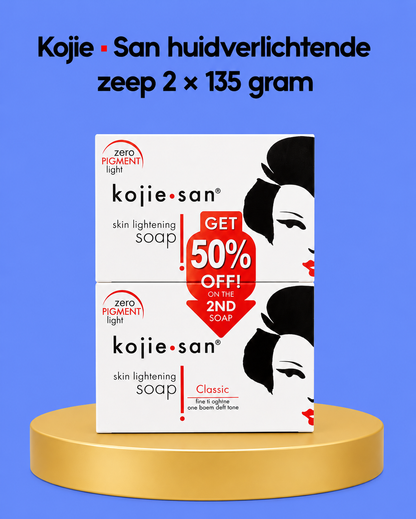 Kojie San huidverlichting - Zeep 2 x 135 gram - Voordeel pakket - Tegen pigmentvlekken - Egale huid - Originele Kojie San - Voor Egale &amp;amp; Stralende Huid - Huidverhelderend - Kojic Acid zeep - Tegen Donkere Vlekken &amp;amp; Acne