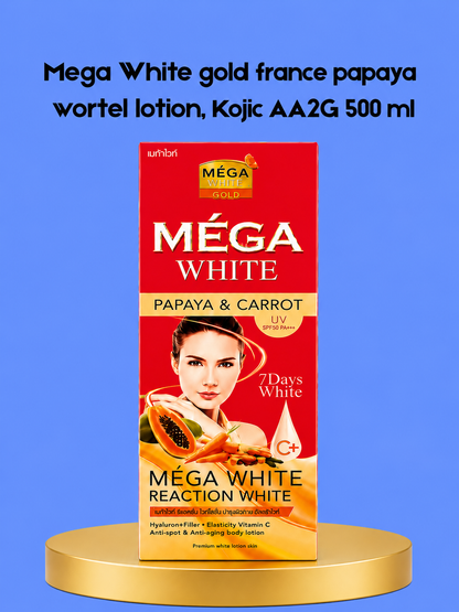 Mega White gold france papaya wortel lotion, Kojic AA2G 500 ml