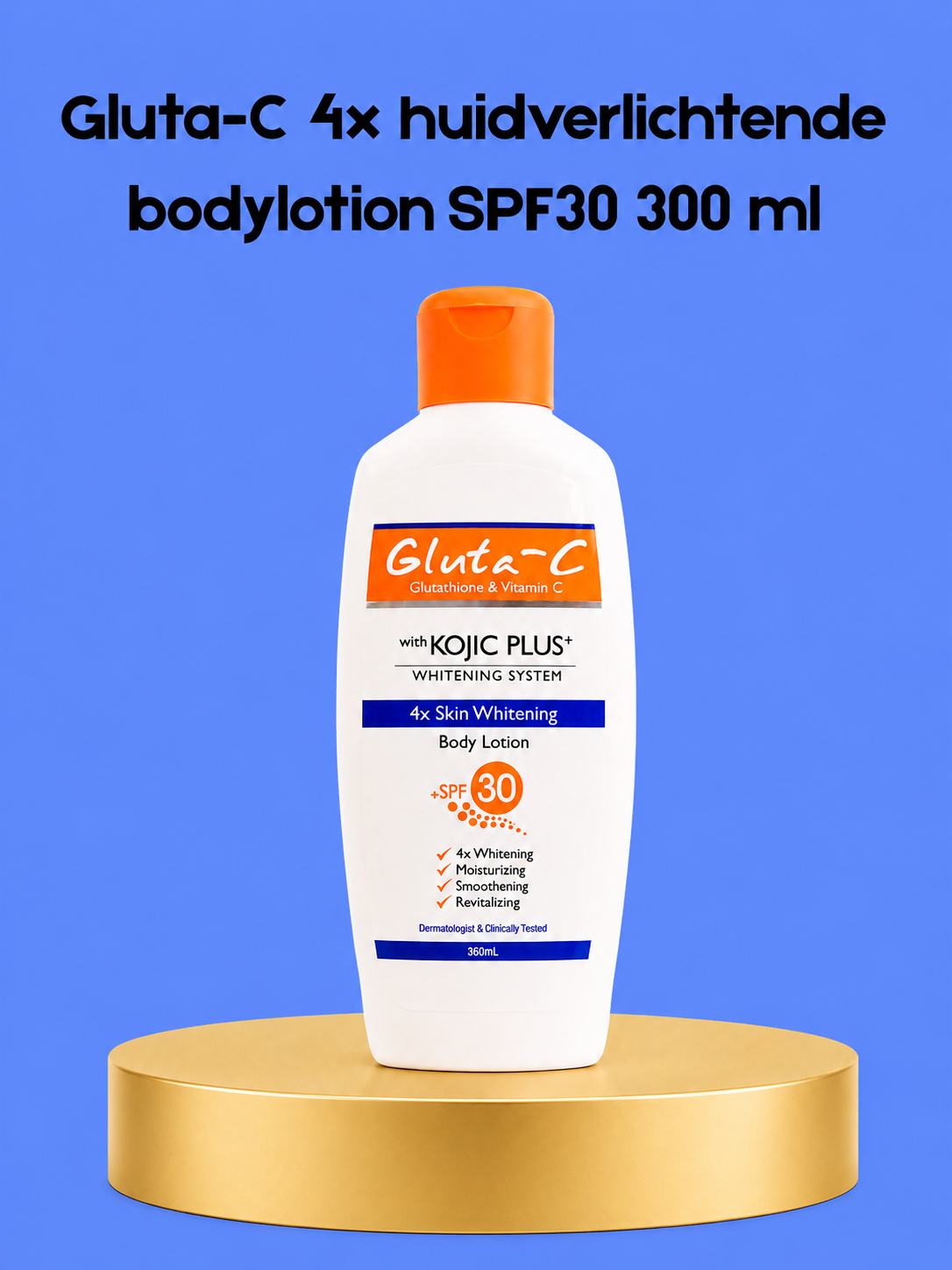 Gluta-C 4×300 ml Skin Lightening Body Lotion SPF 30 – Verhelderende &amp;amp; Beschermende Body Lotion – Verminderde Donkere Vlekken, Egaliseert de Huidtint &amp;amp; Beschermt tegen UV-stralen – Voor een Gladde, Stralende &amp;amp; Gezonde Huid