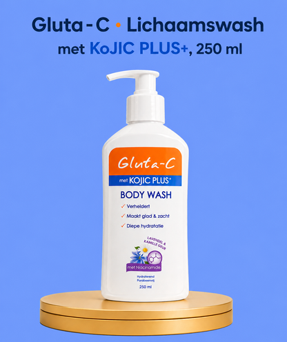 Gluta-C avec Kojic Plus Nettoyant éclaircissant pour le corps – 250 ml – Nettoyant corporel hydratant et hydratant – Aide à nettoyer, égaliser la teinte d&
