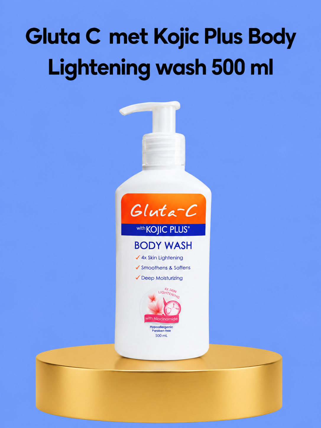 Gluta-C met Kojic Plus Body Lightening Wash – 500 ml – Verhelderende &amp;amp; Hydraterende Body Wash – Helpt Donkere Vlekken te verminderen, Egaliseert de Huidtint &amp;amp; Hydrateert Intensief – Voor een Gladde, Stralende &amp;amp; Gezonde Huid