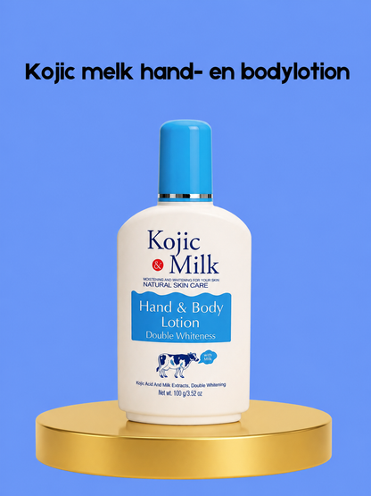 Kojic Milk Hand &amp; Body Lotion – Verhelderende &amp; Hydraterende Lotion – Helpt Donkere Vlekken te Verminderen, Egaliseert de Huidtint &amp; Hydrateert Intensief – Voor Zachte, Stralende &amp; Gezonde Huid